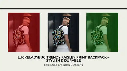 LuckeLadybug Trendy Paisley Print Backpack &ndash; Stylish &amp; Durable by@Outfy