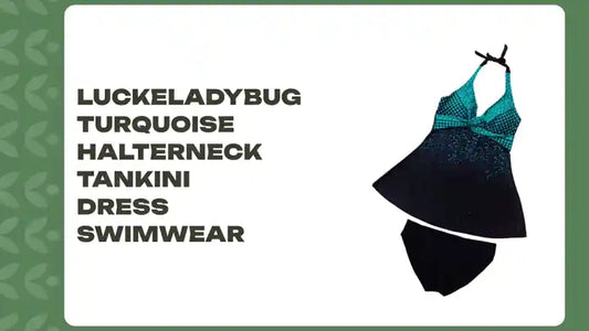 LuckeLadybug Turquoise Halterneck Tankini Dress Swimwear by@Outfy