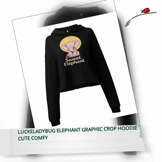 LuckeLadybug Elephant Graphic Crop Hoodie Cute Comfy by@Outfy