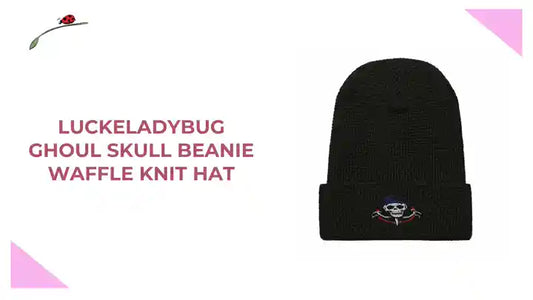 LuckeLadybug Ghoul Skull Beanie Waffle Knit Hat by@Outfy