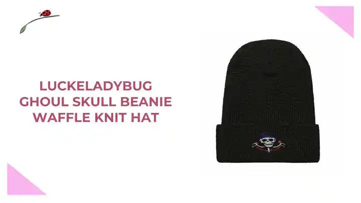 LuckeLadybug Ghoul Skull Beanie Waffle Knit Hat by@Outfy