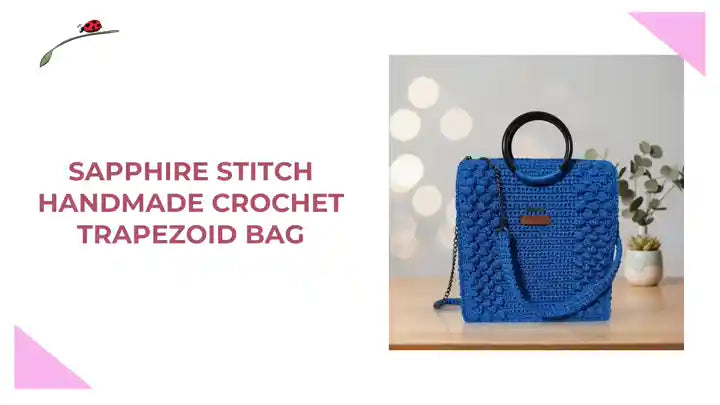 Sapphire Stitch Handmade Crochet Trapezoid Bag by@Outfy