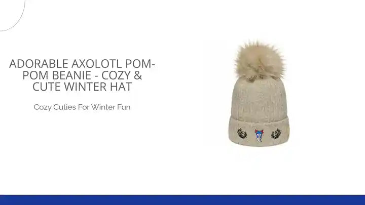 Adorable Axolotl Pom-Pom Beanie - Cozy &amp; Cute Winter Hat by@Outfy