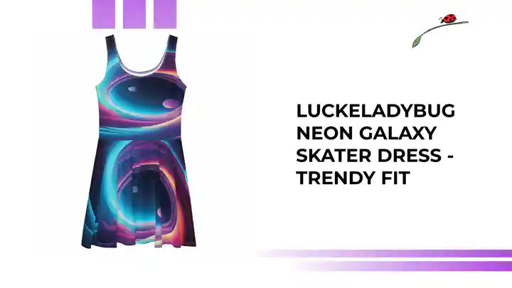 LuckeLadybug Neon Galaxy Skater Dress - Trendy Fit by@Outfy