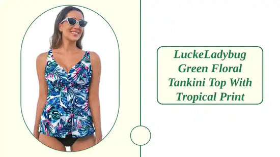 LuckeLadybug Green Floral Tankini Top with Tropical Print by@Outfy