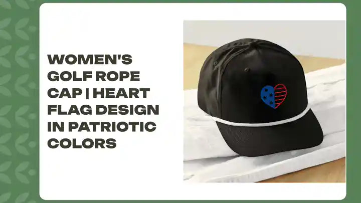 Women's Golf Rope Cap | Heart Flag Design in Patriotic Colors by@Outfy