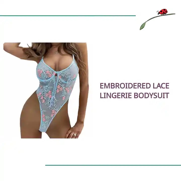 Embroidered Lace Lingerie Bodysuit by@Outfy