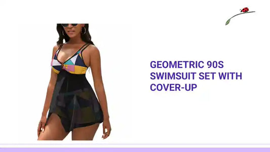 Geometric 90s Swimsuit Set with Cover-Up by@Outfy