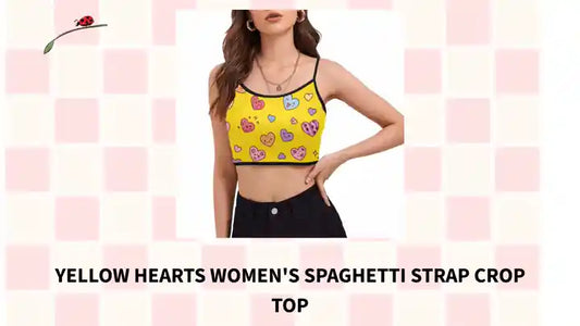 Yellow Hearts Women&#039;s Spaghetti Strap Crop Top by@Outfy