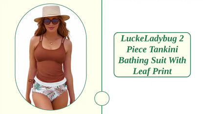 LuckeLadybug 2 Piece Tankini Bathing Suit with Leaf Print by@Outfy