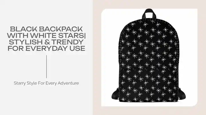 Black Backpack with White Stars| Stylish &amp; Trendy for Everyday Use by@Outfy