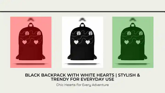 Black Backpack with White Hearts | Stylish &amp; Trendy for Everyday Use by@Outfy