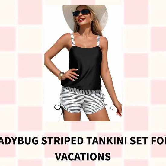 LuckeLadybug Striped Tankini Set for Beach Vacations by@Outfy