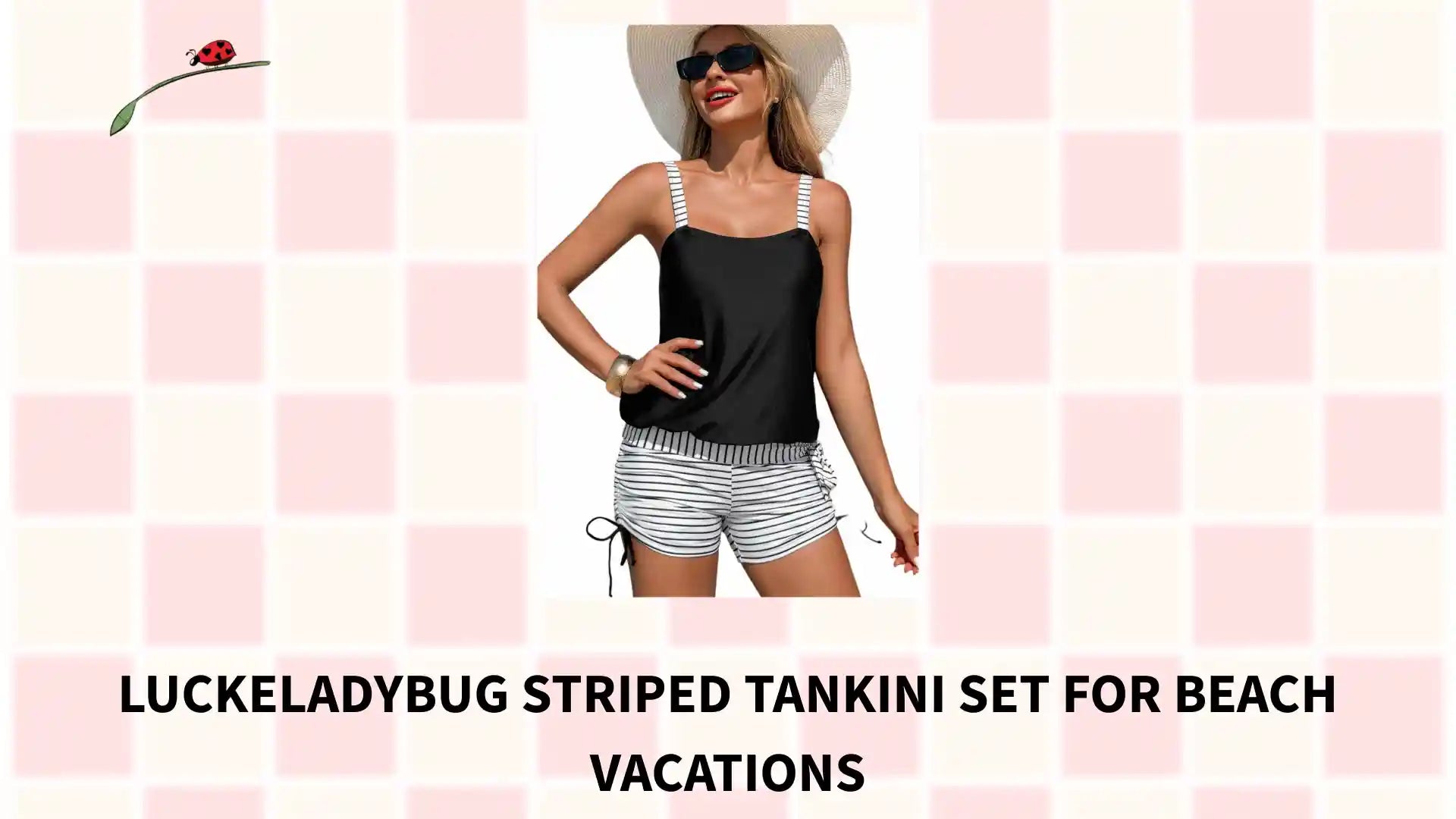 LuckeLadybug Striped Tankini Set for Beach Vacations by@Outfy