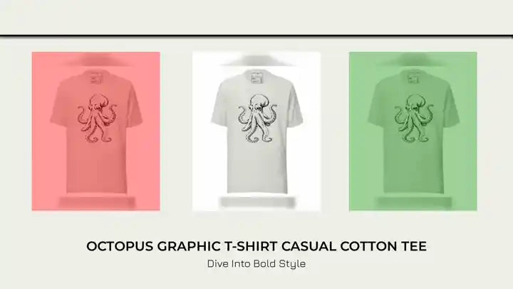 Octopus Graphic T-Shirt Casual Cotton Tee by@Outfy