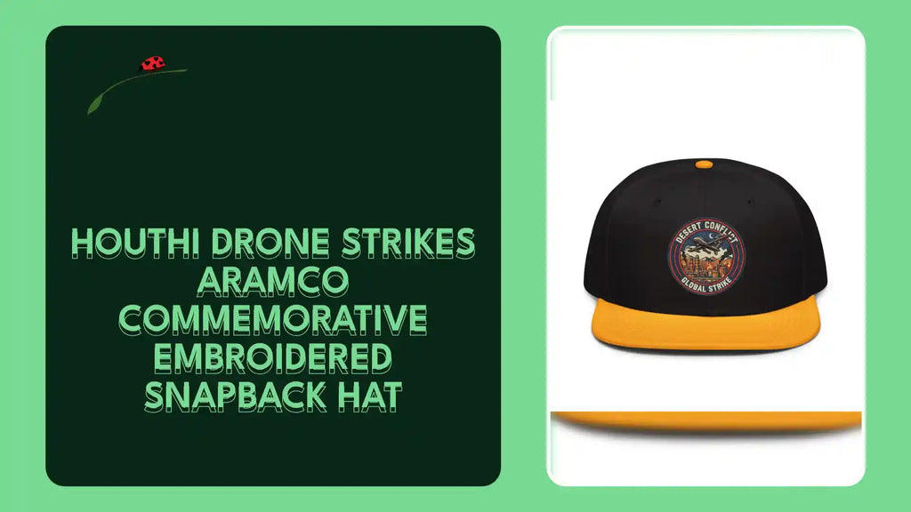 Houthi Drone Strikes Aramco Commemorative Embroidered Snapback Hat by@Outfy