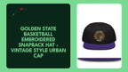 Golden State Basketball Embroidered Snapback Hat - Vintage Style Urban Cap by@Outfy