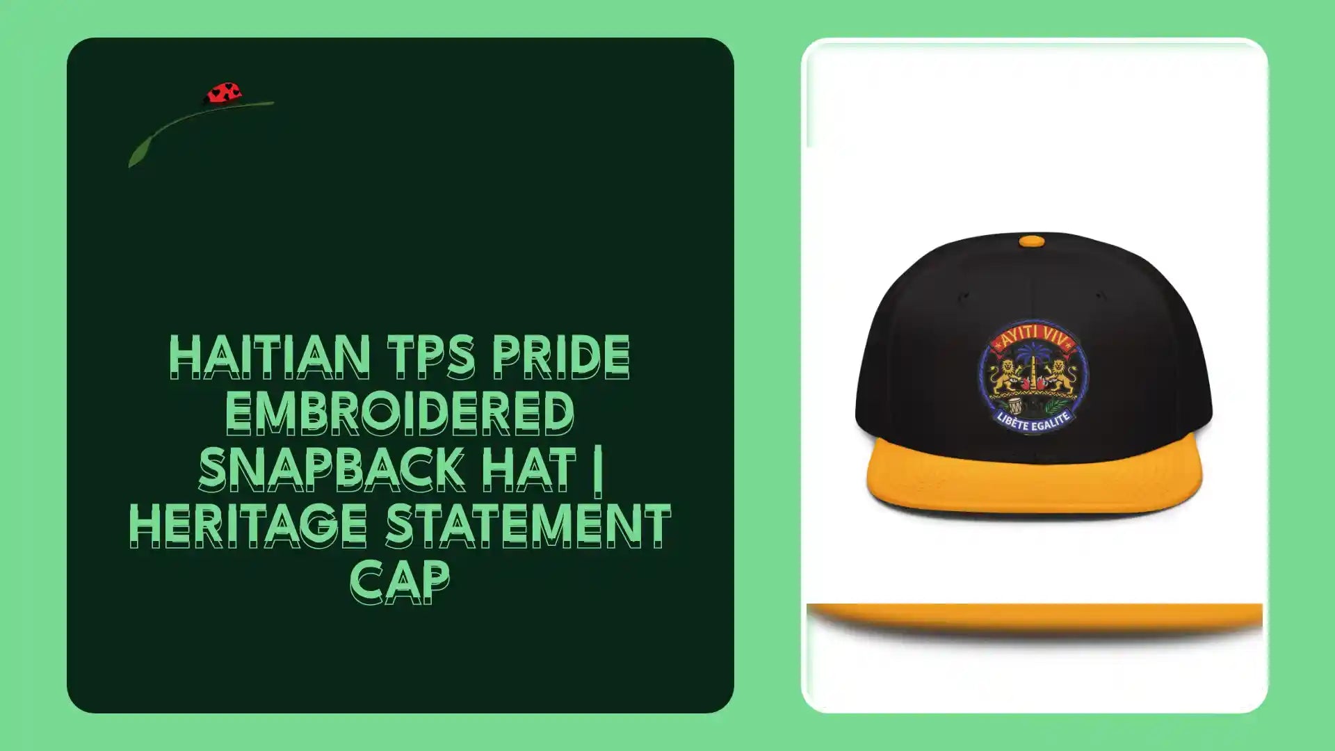 Haitian TPS Pride Embroidered Snapback Hat | Heritage Statement Cap by@Outfy