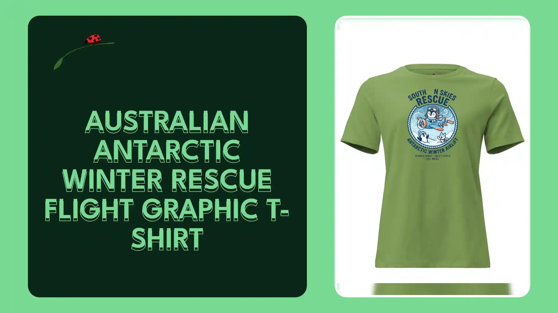 Australian Antarctic Winter Rescue Flight Graphic T-Shirt by@Outfy