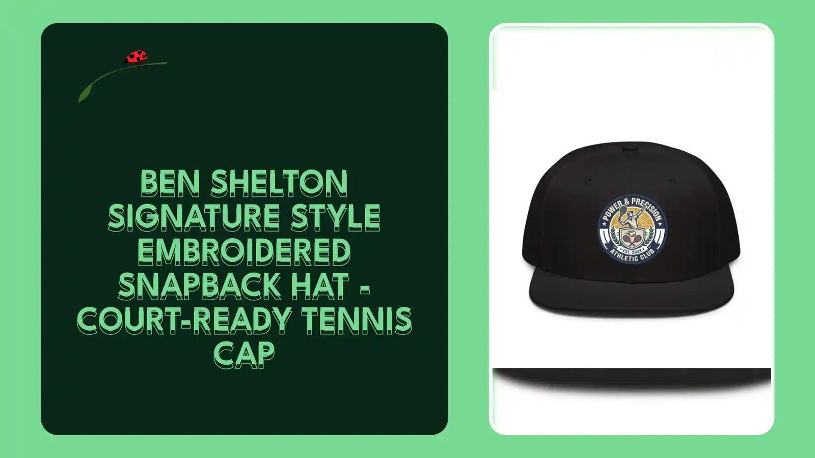 Ben Shelton Signature Style Embroidered Snapback Hat - Court-Ready Tennis Cap by@Outfy