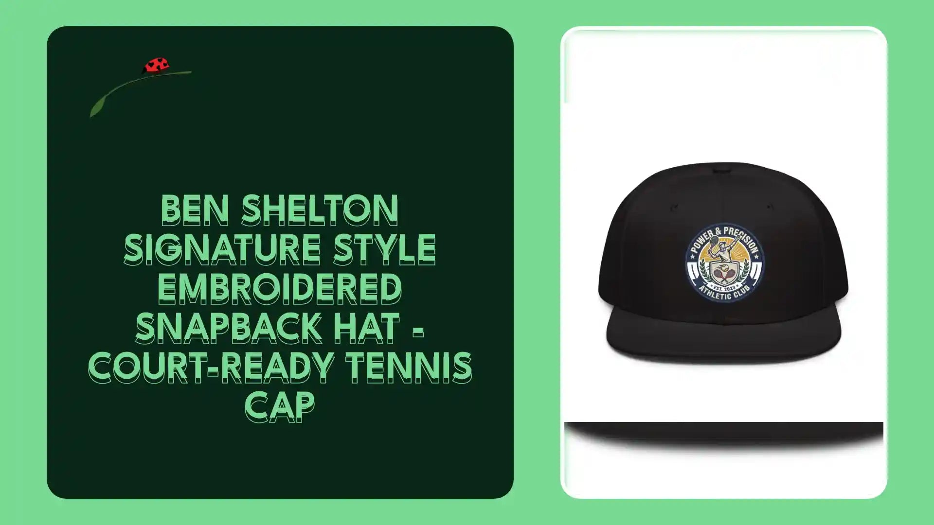 Ben Shelton Signature Style Embroidered Snapback Hat - Court-Ready Tennis Cap by@Outfy