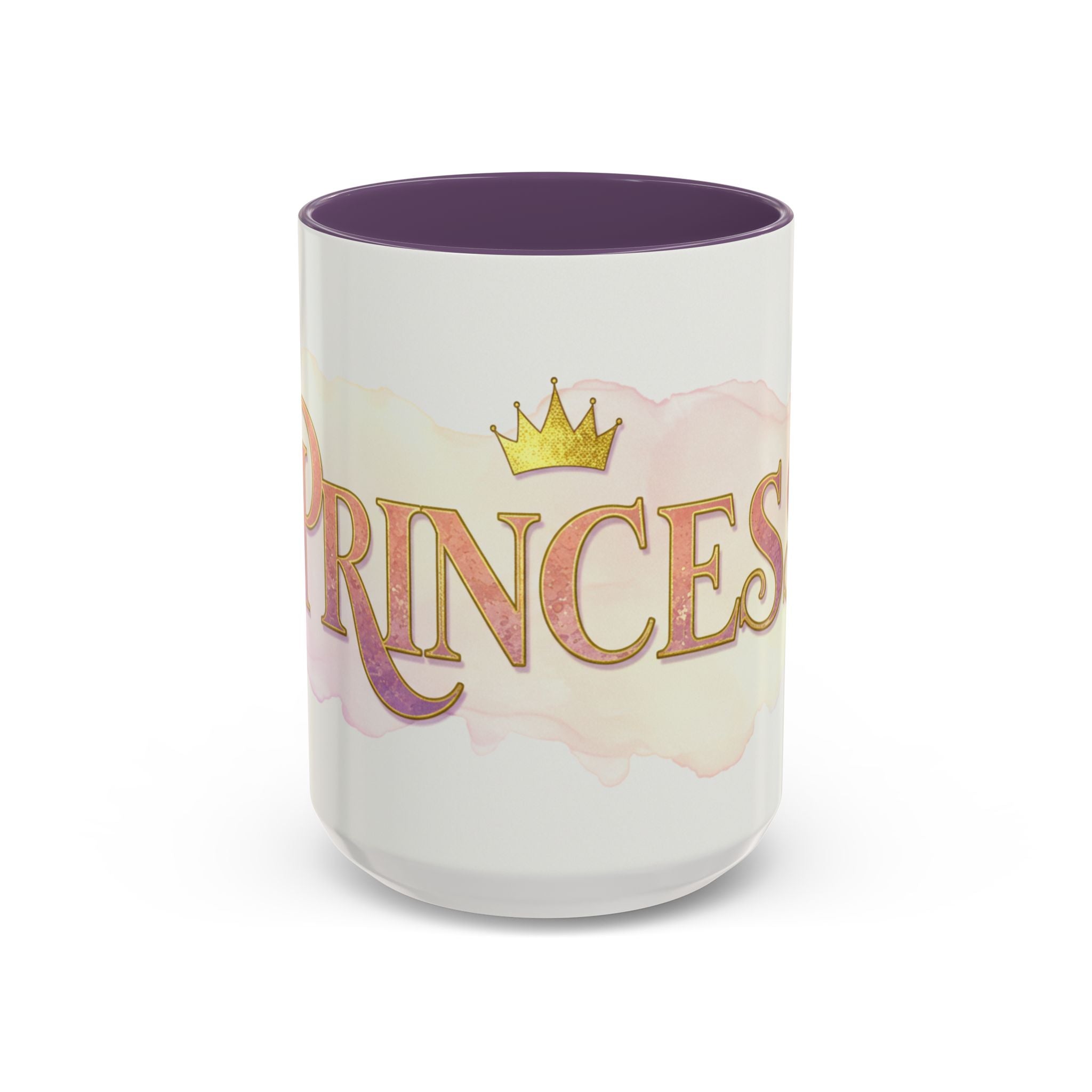 LuckeLadybug princess coffee mug for women with gold crown and purple interior
