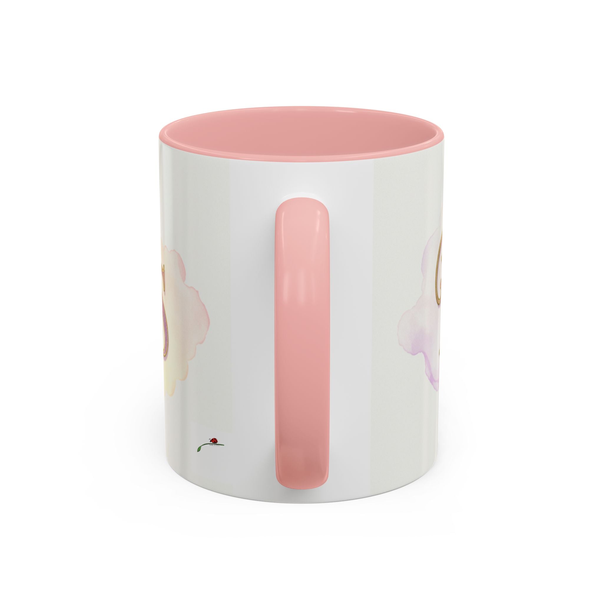 Princess mug for women with pink handle and interior by LuckeLadybug
