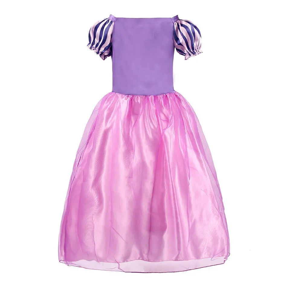 LuckeLadybug LLC princess costume dress for girls in purple with puff sleeves and a flowing skirt