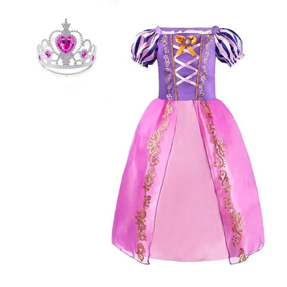 LuckeLadybug LLC princess costume dress for girls in purple and pink with a matching tiara