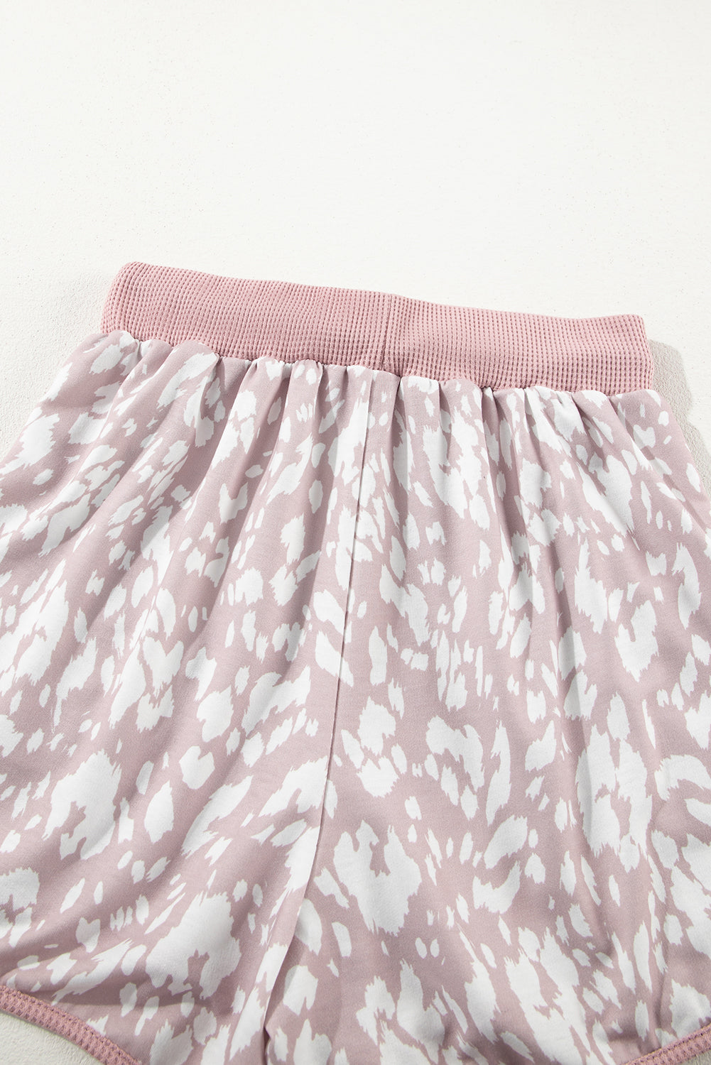 LuckeLAdybug LLC Women's Shorts in Pink with Print Leopard Design and Comfortable Elastic Waistband