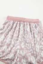 LuckeLAdybug LLC Women's Shorts in Pink with Print Leopard Design and Comfortable Elastic Waistband
