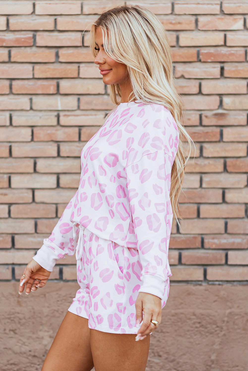 Pink print leopard shorts from LuckeLadybug LLC designed for stylish comfort and casual wear