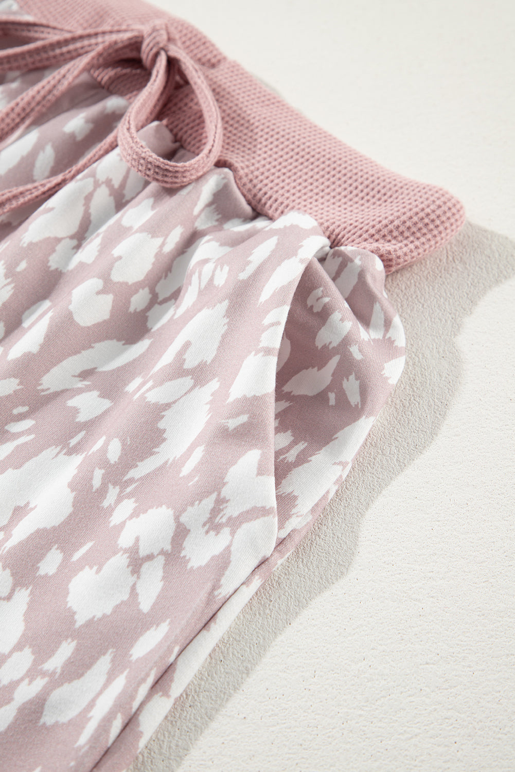 LuckeLAdybug LLC Women's Shorts in Soft Pink with Print Leopard Design and Elastic Waistband