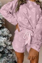 Soft pink shorts with a cozy feel featuring a print leopard waistband for comfort and style