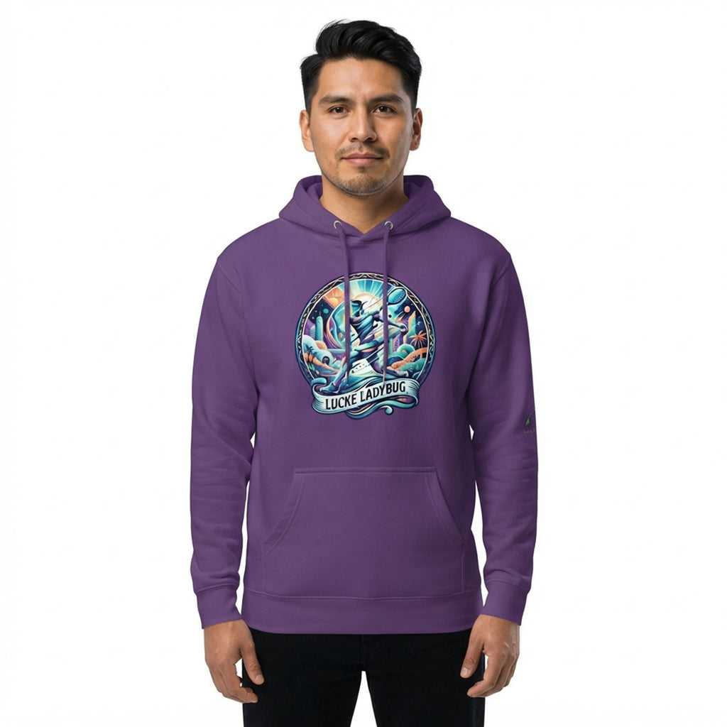 Retro tennis player cosmic art hoodie