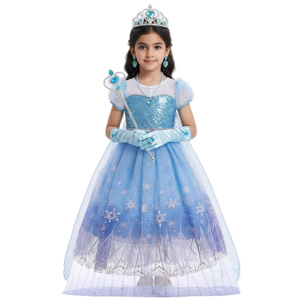 Girls Sequin Snowflake Party Costume Dress