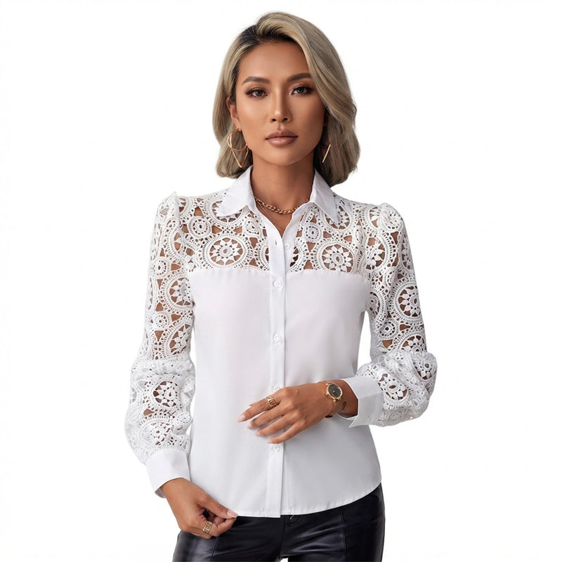 Elegant Hollow Out Ladies Commuting Blouse