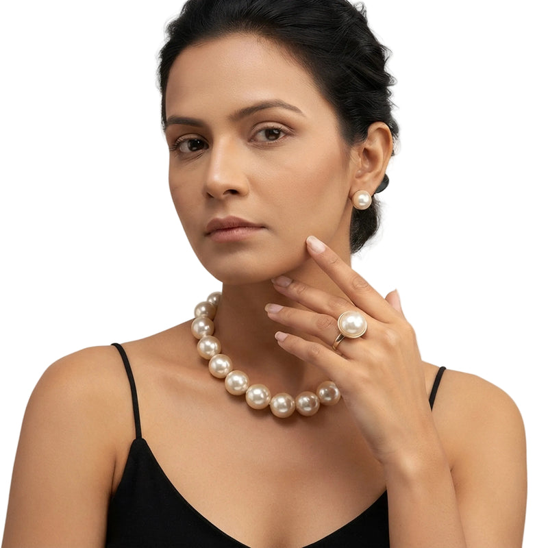 Womens Vintage Imitation Pearl 5 Piece Jewelry Set