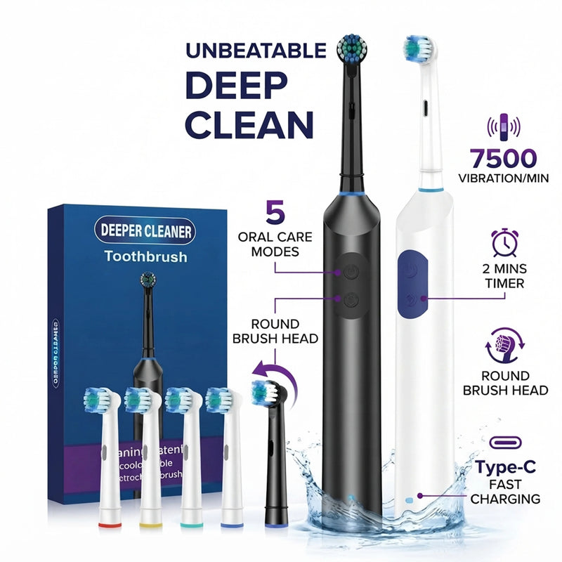 Adult Electric Toothbrush with 5 Modes and USB Rechargeable Battery