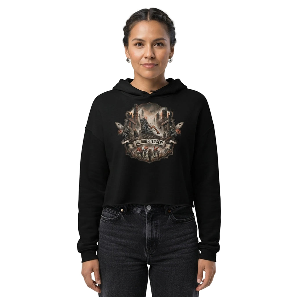 The Inherited Debt Ruins Cropped Hoodie - THE INHERITED DEBT.