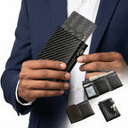 Mens Minimalist RFID Blocking Pop - Up Metal Card Wallet with Zipper