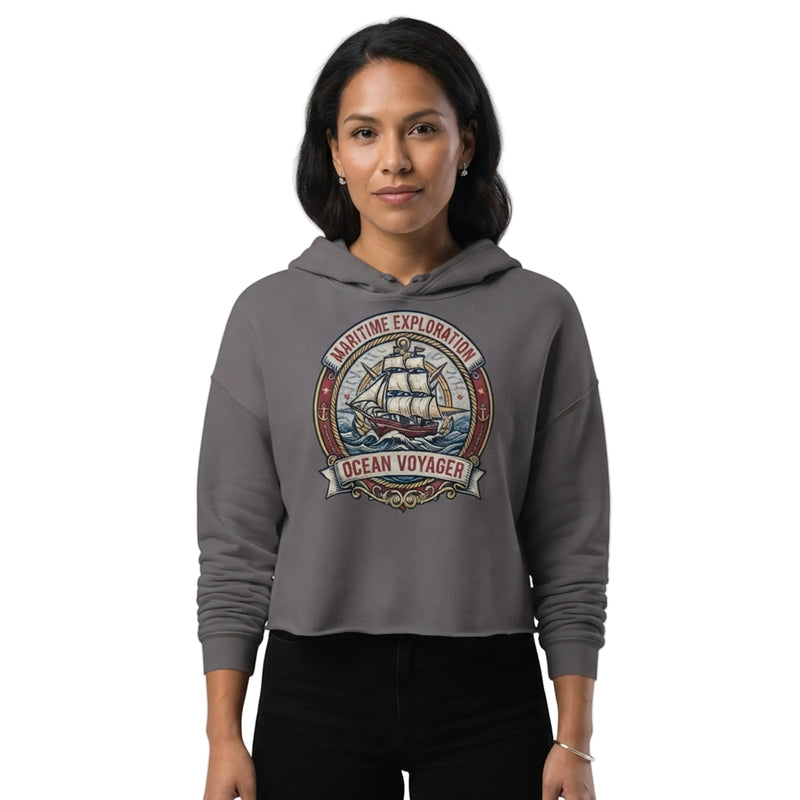 Maritime Exploration Ocean Voyager Cropped Hoodie