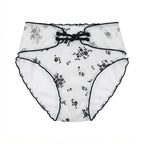Women's Retro Chinese Style Low Waist Ruffle Mesh Briefs