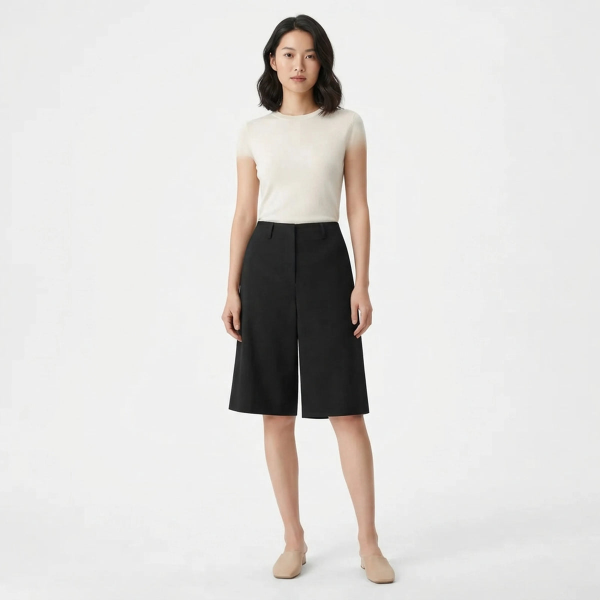 Women's Summer Black Cropped Shorts - Casual Commuter Fit