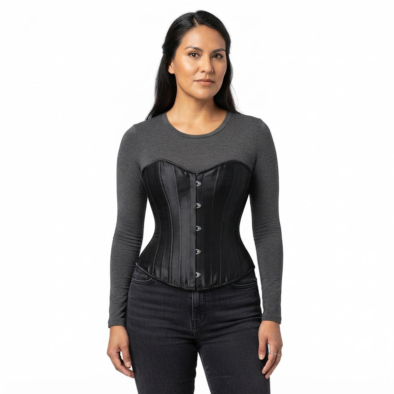 Women Vintage Gothic Underbust Corset Top Steel Boned Waist Cincher