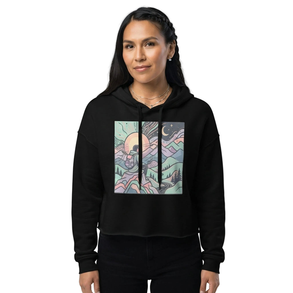 Mountain Sunset Hiker Cropped Hoodie