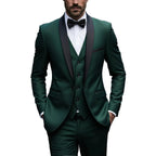 Solid Color Business Slim Fit Three Piece Formal Suit Set