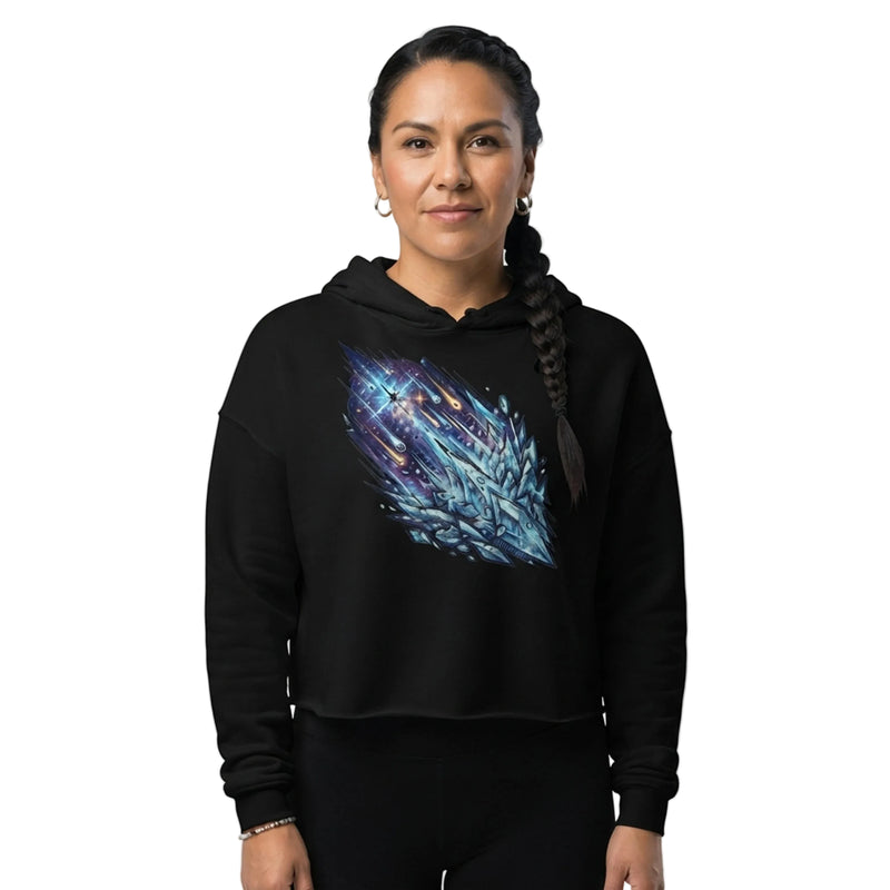 Cosmic Meteor Ice Shards Cropped Hoodie