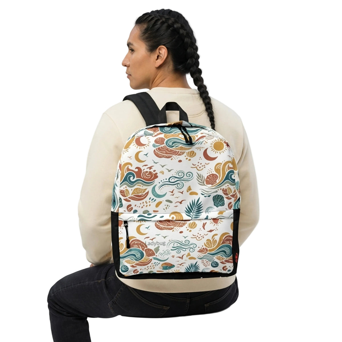 Coastal Celestial Waves Pattern Backpack