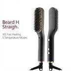 Mens Heated Beard Straightening Brush Ceramic Styling Comb